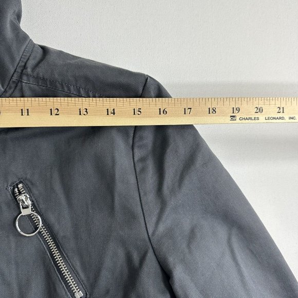 Express Men's Pea Coat Outer Jacket with Hoodie Size Small Gray Utility  - Picture 9 of 12